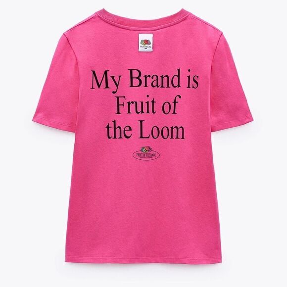 ZARA FRUIT OF THE LOOM ® T-SHIRT Barbiecore - Picture 1 of 7
